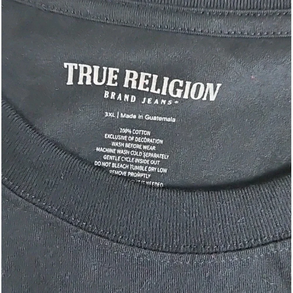 True Religion Men's Flocked Logo Graphic T-Shirt Style 100% Cotton 3XL JET BLACK
